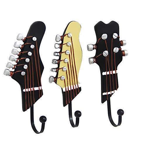 24)  Vintage Guitar-Shaped Decorative Hooks