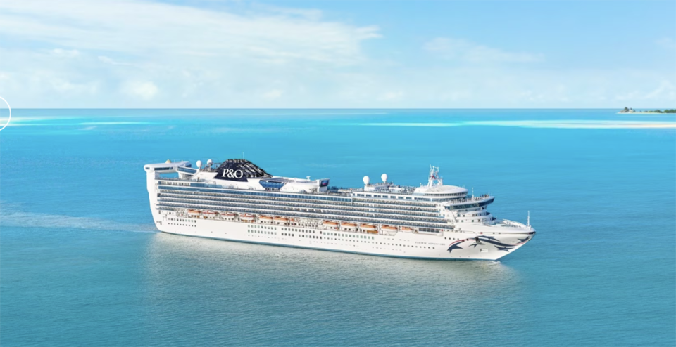 The P&O's Pacific Encounter cruise ship in the ocean. 