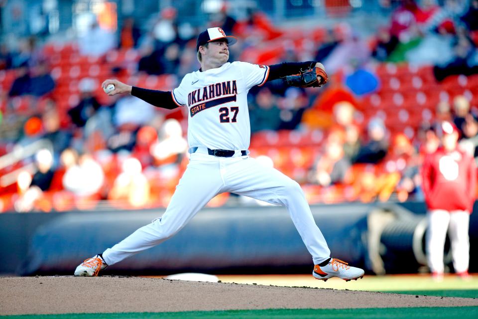 Oklahoma State pitcher Justin Campbell was named a first-team All-American on Wednesday by college baseball writers.