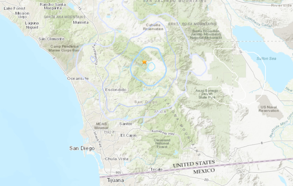 3.5 magnitude earthquake near Lake Henshaw rattles San Diego County on Easter Sunday (Courtesy: USGS)