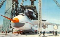 The second An-225 included a rear cargo door and a redesigned tail with a single vertical stabilizer.