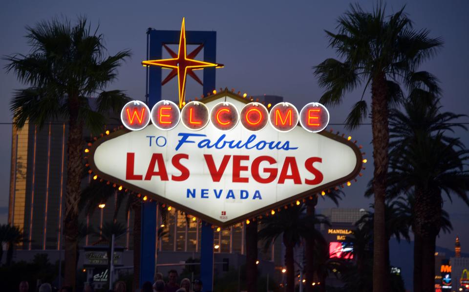 General view of the Welcome to Fabulous Las Vegas sign at Las Vegas Blvd on the Las Vegas strip