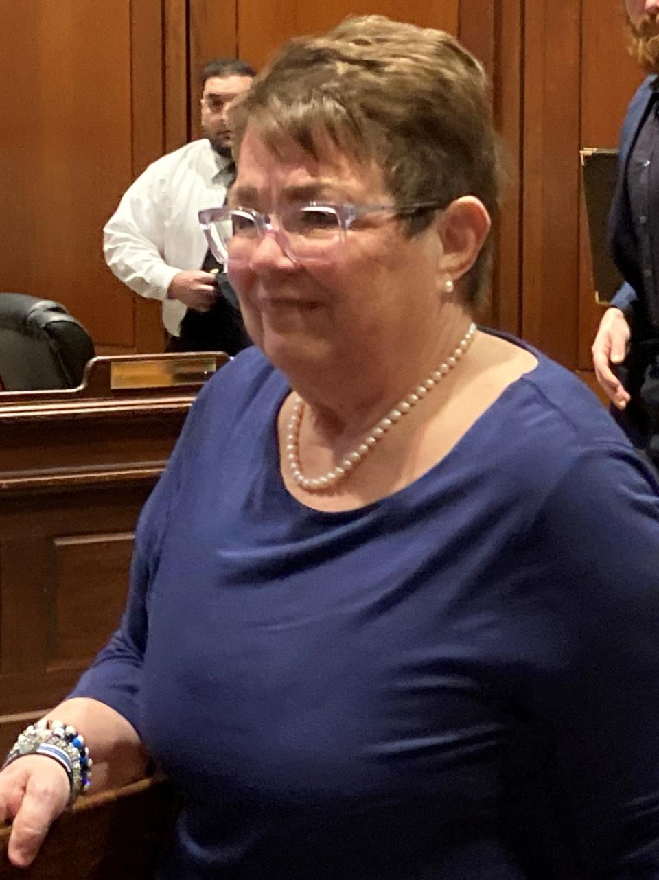 Denise Gannon, the mother of slain Yarmouth Sgt. Sean Gannon, attended the hearing of the Joint Committee on Public Safety and Homeland Security.