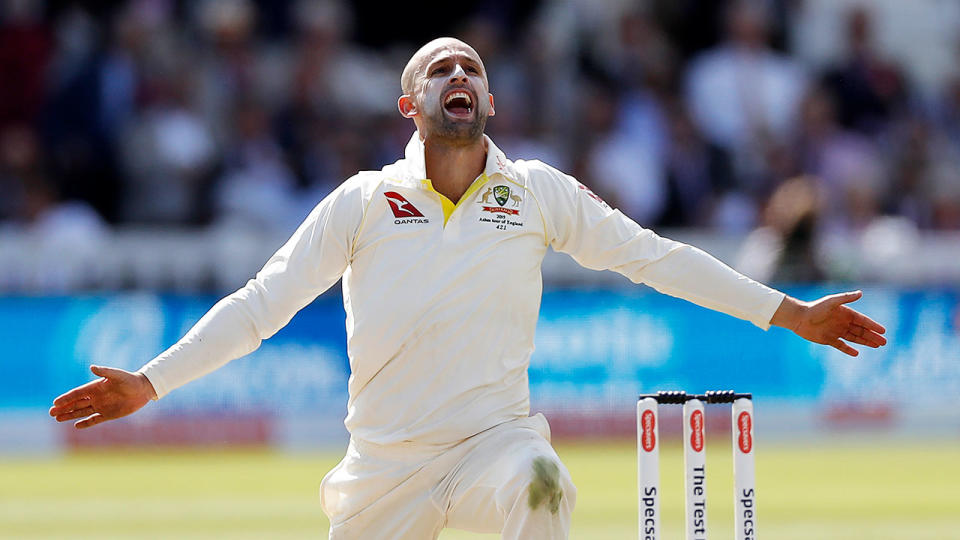 Nathan Lyon equalled Dennis Lillee's Test wicket record on day two of the second Test.