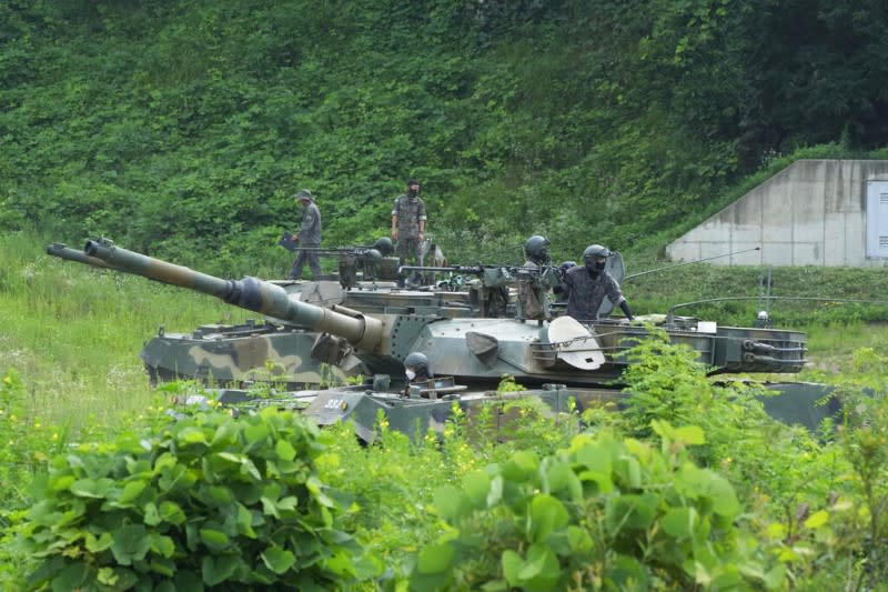 2022年7月，南韓的裝甲部隊正在南北韓邊境附近操演。（美聯社）