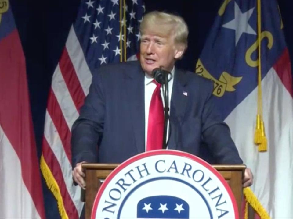 <p>Donald Trump gives a speech in Greeneville, North Carolina</p> (Live stream)