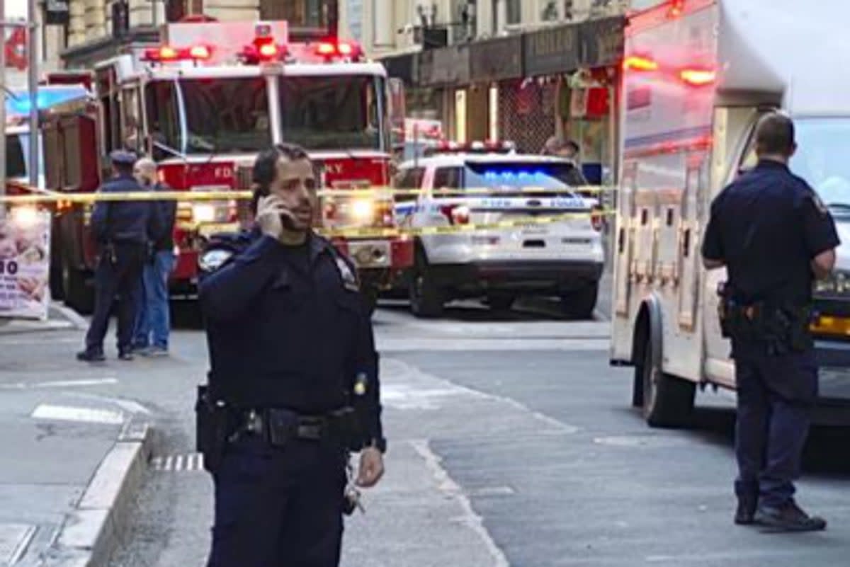 emergency services at scene of Lower Manhattan garage ‘collapse'.  (AP)