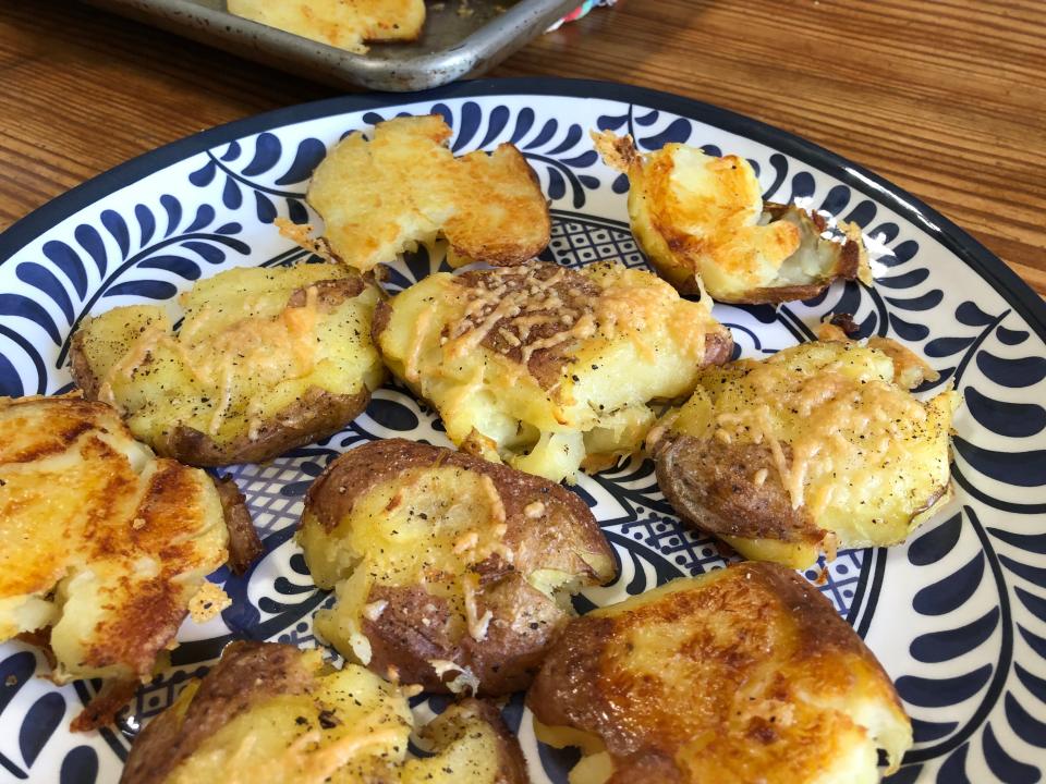 Smashed potatoes with Parmesan