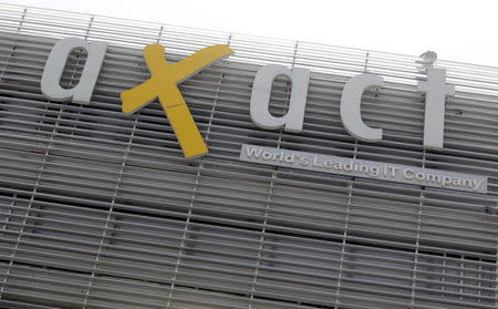 The logo of Pakistani software company Axact is seen in Karachi, Pakistan, May 27, 2015. REUTERS/Akhtar Soomro