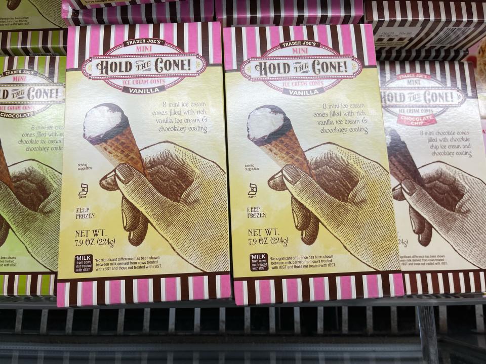 Boxes of Hold the Cone vanilla ice-cream treats