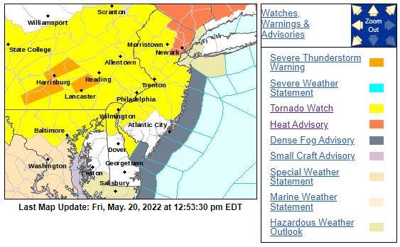 The National Weather Service issued a tornado watch for several states on May 20, 2022.