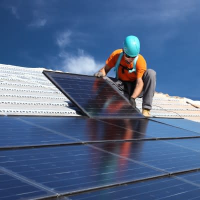 solar, panel, power, roof, roofer, home, green, building, electricity, worker, renewable, alternative, work, generator, business, rooftop, man, array, smiling, hardhat, grid,