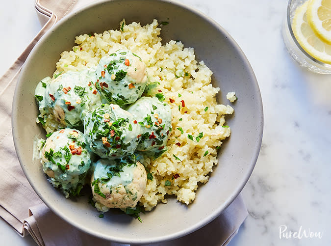 Whole30 Chicken Meatballs and Cauliflower Rice