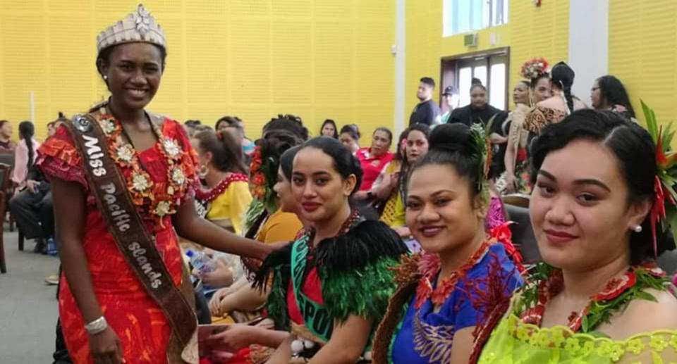 Miss Pacific Islands Leoshina Kariha, pictured wearing her sash and crown.