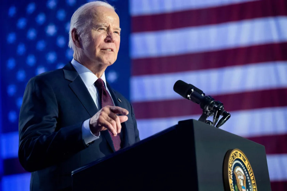 Las Vegas, Nevada | 
President Joe Biden speaks during a campaign rally at Pearson Community Center in Las Vegas, Nevada, on Feb. 4, 2024. He touted first-term policy accomplishments, a growing economy and the dangers of a possible second Trump presidency.