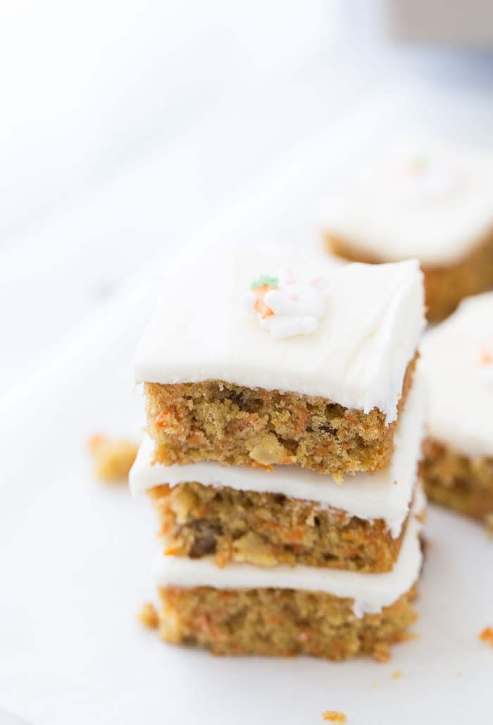 <a href="https://aclassictwist.com/carrot-cake-bars/" target="_blank" rel="noopener noreferrer"><strong>Get the Carrot Cake Bars With Orange Cream Cheese Frosting recipe from A Classic Twist</strong></a>