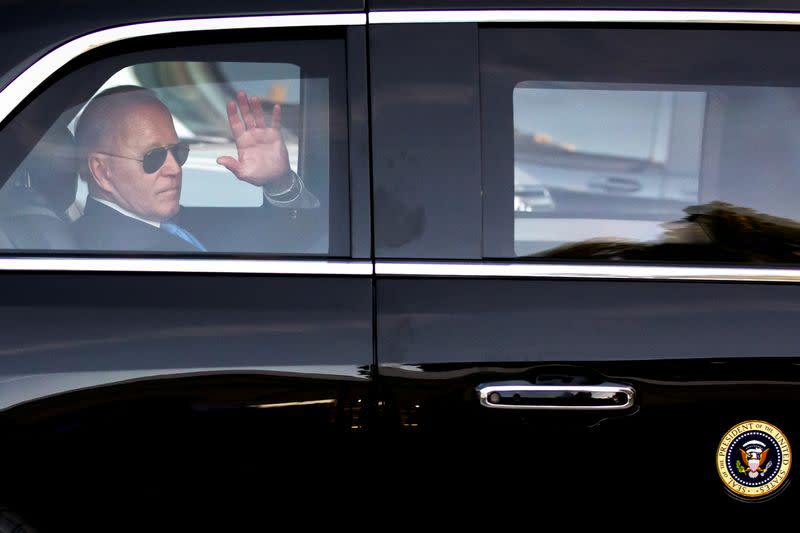 FILE PHOTO: U.S. President Joe Biden leaves for the airport after the U.S.-Russia summit, in Geneva