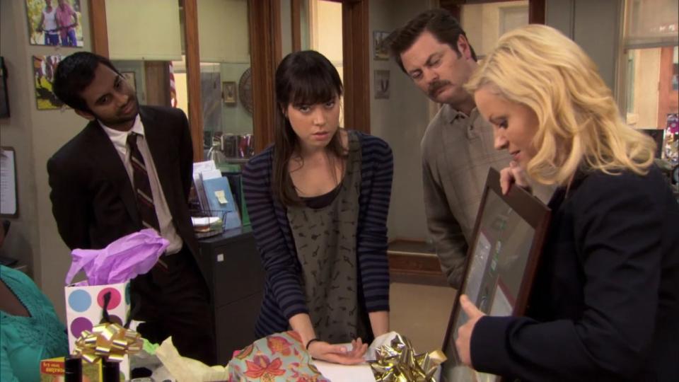 Aziz Ansari, Aubrey Plaza, Nick Offerman and Amy Poehler in 'Parks and Recreation