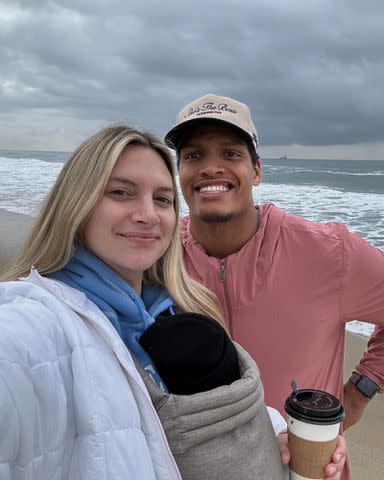 <p>Allison Kuch Instagram</p> Allison Kuch and Isaac Rochell with their daughter Scottie Bee.