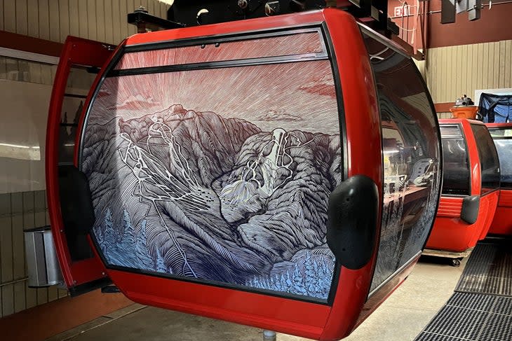 "Creating Your Line" by Jim Harris wraps an ADA-Accessible gondola cab at Stowe resort. (Photo: Courtesy of Vail Resorts)