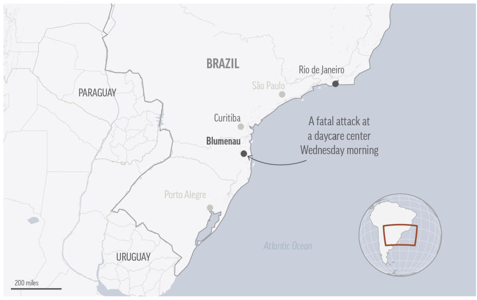 A man attacked a daycare center in Blumenau, Brazil