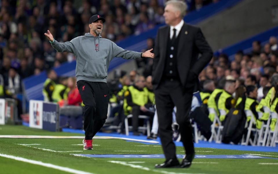 Jurgen Klopp of Liverpool FC reacts during the UEFA Champions League round of 16 leg two match between Real Madrid and Liverpool FC - Diego Souto/Quality Sport Images/Getty Images
