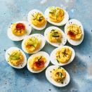 <p>The classic finger food may not have horns, but these bites are devilishly delicious!</p><p>Get the <strong><a href="https://www.goodhousekeeping.com/food-recipes/a48179/best-deviled-eggs-recipe/" rel="nofollow noopener" target="_blank" data-ylk="slk:Deviled Eggs recipe;elm:context_link;itc:0;sec:content-canvas" class="link ">Deviled Eggs recipe</a></strong>. </p><p><strong>RELATED: </strong><a href="https://www.goodhousekeeping.com/food-recipes/party-ideas/g30794570/finger-food-ideas/" rel="nofollow noopener" target="_blank" data-ylk="slk:25 Easy Finger Food Ideas for Your Next Big Party;elm:context_link;itc:0;sec:content-canvas" class="link ">25 Easy Finger Food Ideas for Your Next Big Party</a></p>