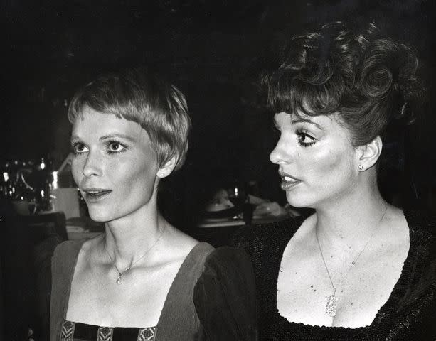 <p>Ron Galella/getty</p> Mia Farrow and Liza Minnelli in 1977