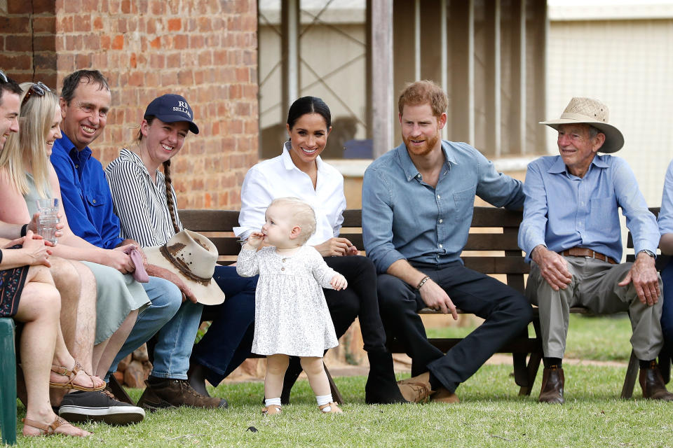 Earlier today the Duke and Duchess of Sussex met with the Woodley family, but it was the first and only member of the sixth generation of the family who stole the show, 13-month-old Ruby Carroll. Source: Getty