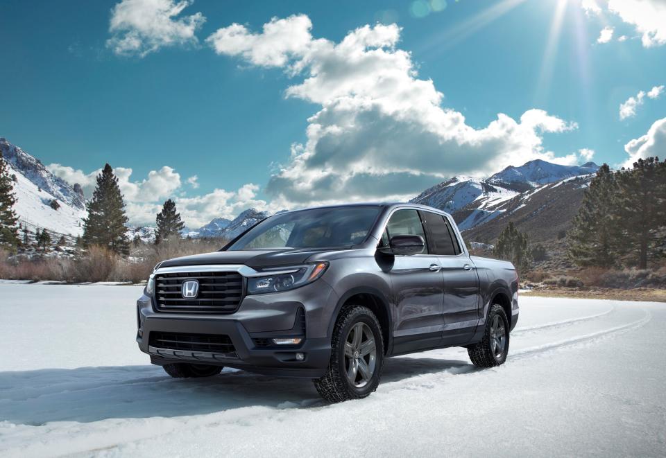 This photo from Honda shows the 2021 Honda Ridgeline RTL-E, a midsize pickup with innovative features such as a stereo system inside the truck bed. (Courtesy of American Honda Motor Co. via AP)