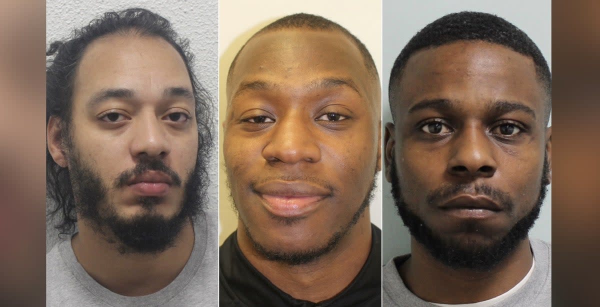 Shemiah Bell, left, Marcus Pottinger and Connel Bamgboye (Metropolitan Police )