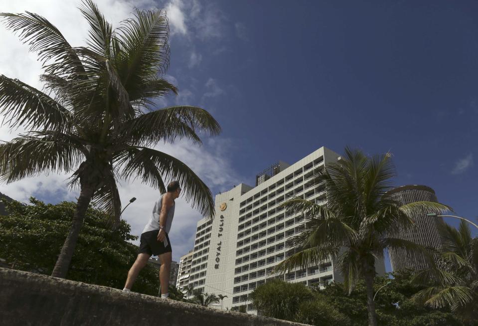 A view of the Royal Tulip hotel, where the England soccer team will be staying at during the 2014 World Cup, in front of Sao Conrado beach in Rio de Janeiro, February 18, 2014. REUTERS/Pilar Olivares (BRAZIL - Tags: SPORT SOCCER WORLD CUP)