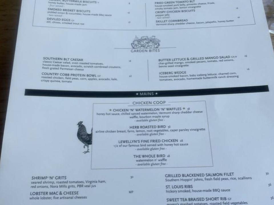 Yardbird menu