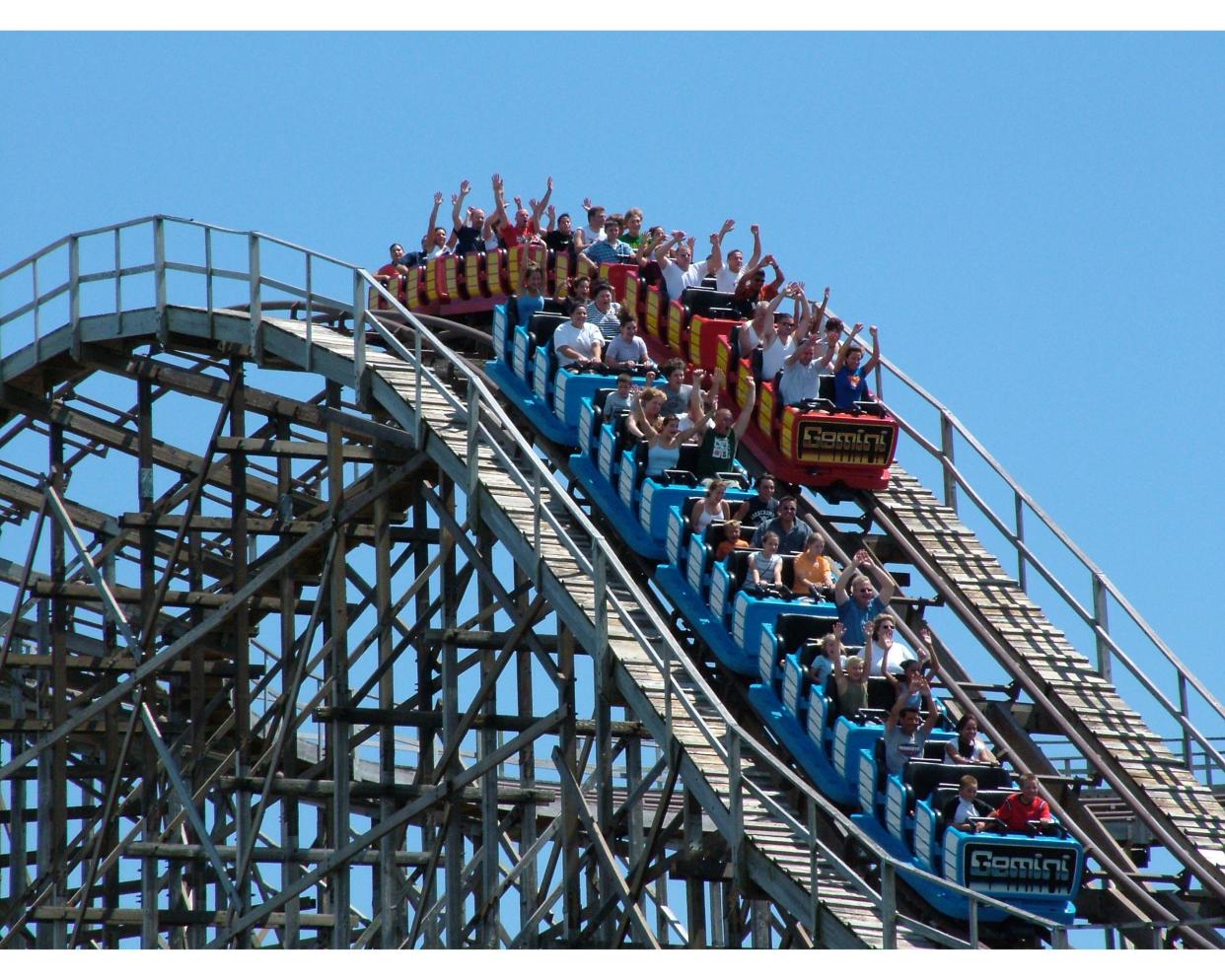 Photo of the Gemini roller coaster taken at Cedar Point in Sandusky, Ohio