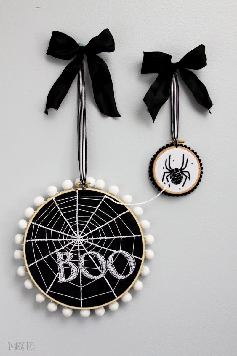 Spooky Spiderweb Embroidery Hoop Art