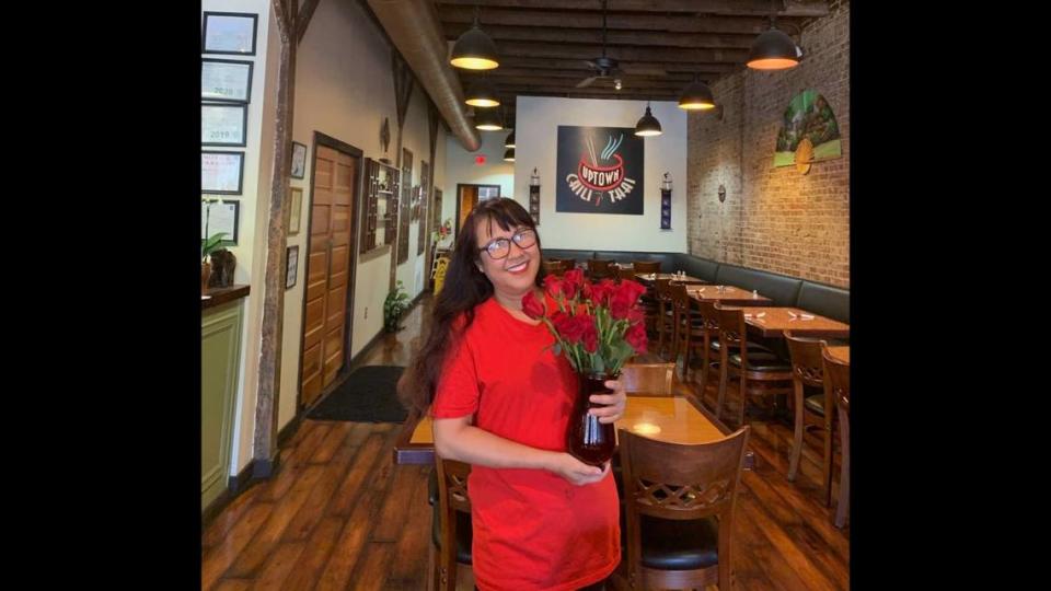 Rachanee Dyer, owner of Chili Thai in downtown Columbus, received Valentine’s Day flowers from her husband, Glenn, in 2020. Dyer battled COVID-19 only months later and closed the restaurant after the passing of her husband last August.