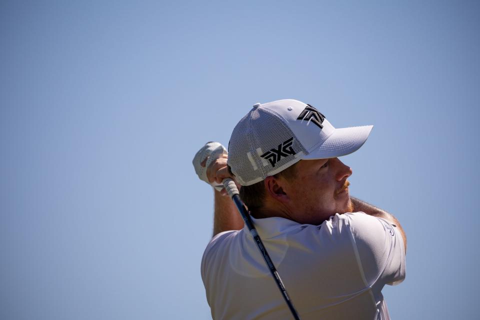 Shad Tuten hits a tee shot during the Utah Championship, part of the PGA Korn Ferry Tour, at Oakridge Country Club in Farmington on Saturday, Aug. 5, 2023. | Spenser Heaps, Deseret News