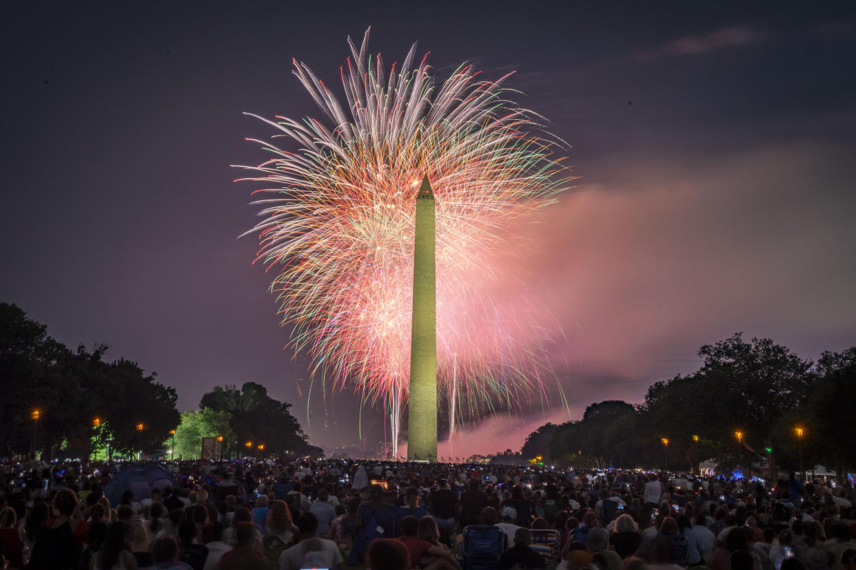 A huge crowd gathered on the National Mall to watch the fireworks in Washington, D.C., on July 4.