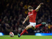 Rugby Union - Six Nations Championship - Wales vs Scotland - Principality Stadium, Cardiff, Britain - February 3, 2018 Wales’ Leigh Halfpenny kicks a penalty REUTERS/Rebecca Naden