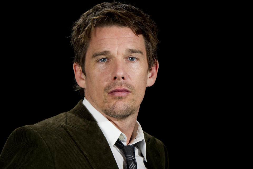 This June 11, 2012 photo shows actor Ethan Hawke in New York. Hawke portrays a frustrated American writer who moves to Paris to be closer to his young daughter in “The Woman in the Fifth." (Photo by Charles Sykes/Invision/AP)