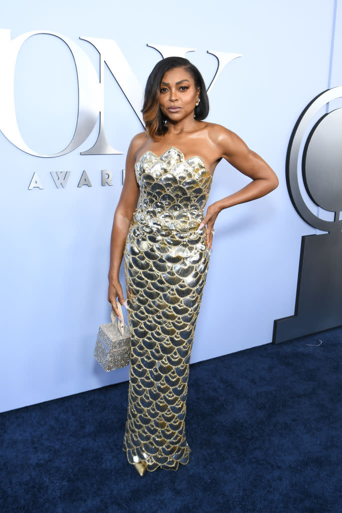 Taraji P. Henson at the 2024 Tony Awards on June 16 in New York, red carpet, Oscar de la Renta