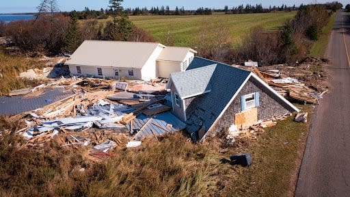 This is where Stephanie Bonnell's home landed after being swept along New London Bay the night of post-tropical storm Fiona.