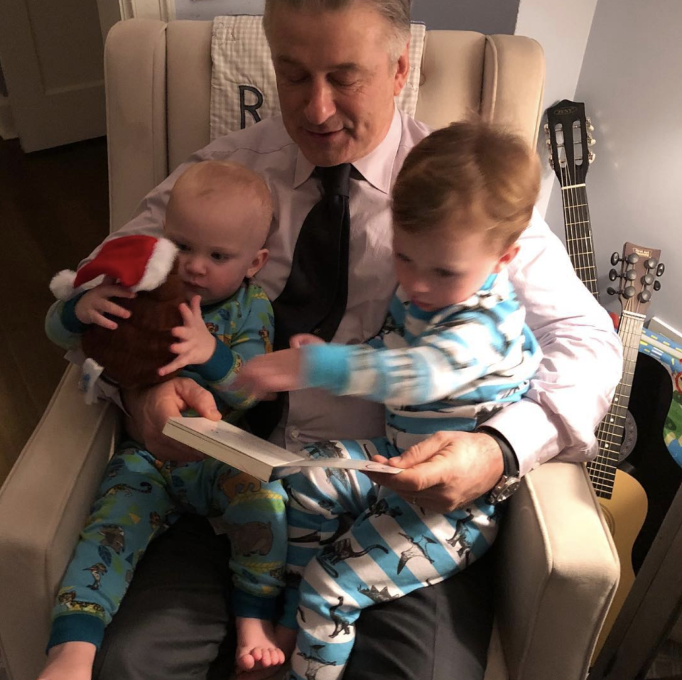 <p>“Talk shows, game shows, movies, sitcoms. They only pay the bills.This is it. Right here,” the multitasking dad wrote, as he sweetly took the time to read to two of his growing brood. “Thank you @hilariabaldwin for all you’ve given me.”(Photo: <a rel="nofollow noopener" href="https://www.instagram.com/p/BfuKuboDY4R/?taken-by=iamabfalecbaldwin" target="_blank" data-ylk="slk:Alec Baldwin via Instagram;elm:context_link;itc:0;sec:content-canvas" class="link ">Alec Baldwin via Instagram</a>) </p>