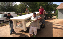 <p>When the show aired on HGTV, the furniture and decor used for the big reveal was staged. However, the network always <a href="https://www.purewow.com/entertainment/does-hgtv-pay-for-renovations-on-fixer-upper" rel="nofollow noopener" target="_blank" data-ylk="slk:gave the homeowner one big ticket item" class="link ">gave the homeowner one big ticket item</a> to keep at the end, ranging from a sectional to a dining room table.</p>