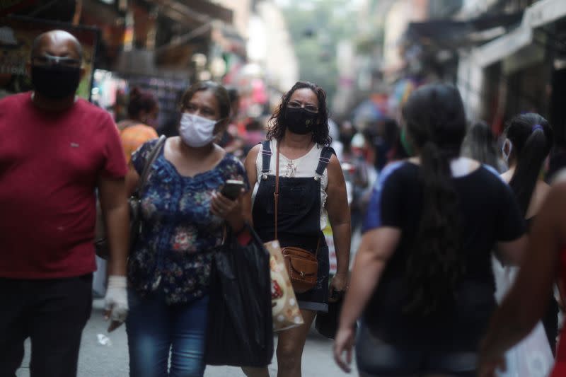 People walk around the Saara street market, amid the outbreak of the coronavirus disease (COVID-19)