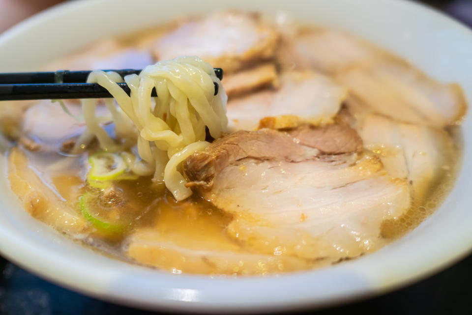 One of the three most popular regional styles of ramen, kitakata takes advantage of two prized ingredients that the area has in high-quality abundance: niboshi (sardines) and soy sauce. This rich soy sauce-based broth is further complemented with chashu pork, fish cakes, and sliced spring onion.