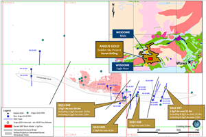 Surface Map – Dorset Gold Trend new drilling, Golden Sky Project Location Map