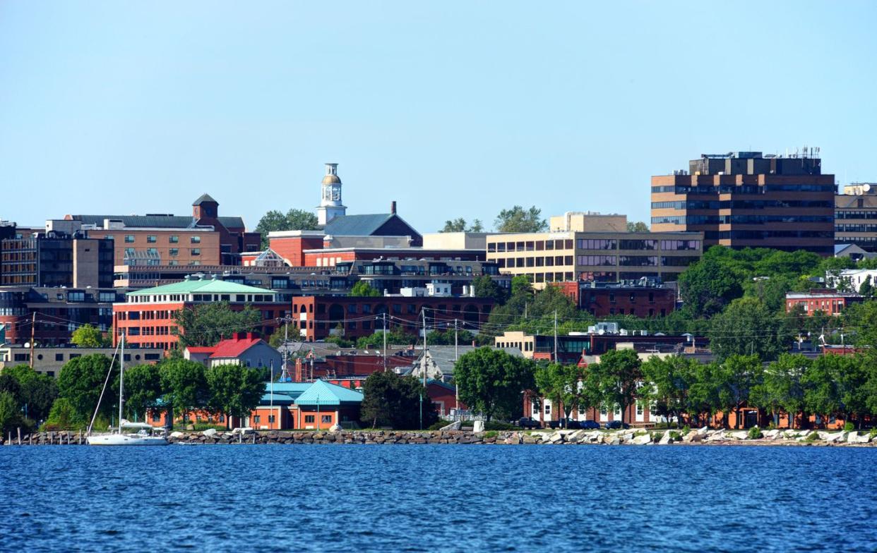 burlington skyline on the banks of lake champlain