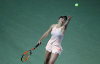 Dubai Duty Free Tennis Championships - Semi-Finals - Dubai, United Arab Emirates - February 23, 2018. Elina Svitolina of Ukraine in action against Angelique Kerber of Germany. REUTERS/Satish Kumar