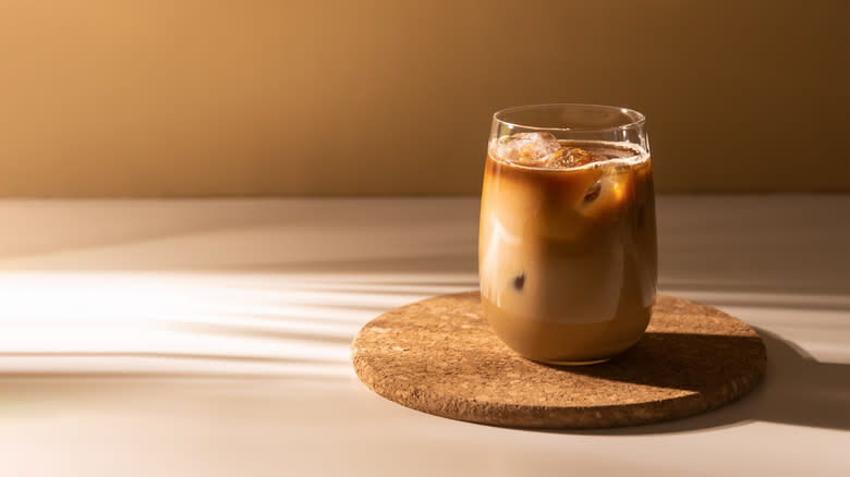 Glass with iced latte